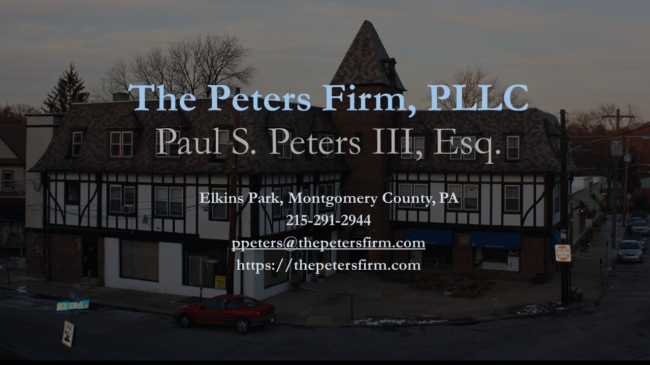 Paul S. Peters III, Esq. Elkins Park, PA